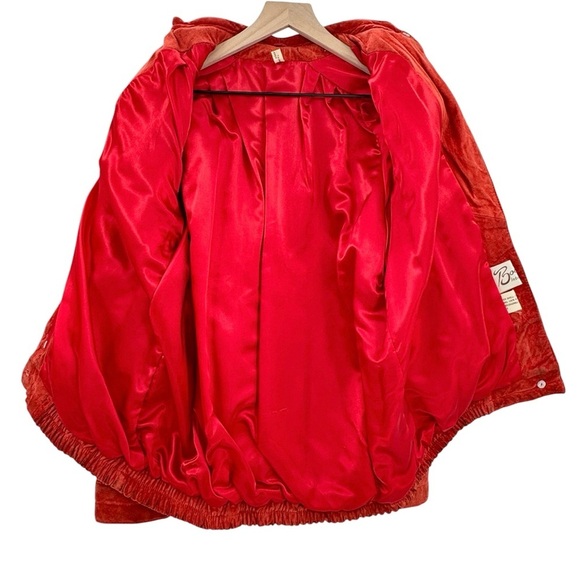 Vintage 70s/80s Suede Bomber Jacket Rust Orange Leather Coat Taiwan | Size M/L - Picture 4 of 15